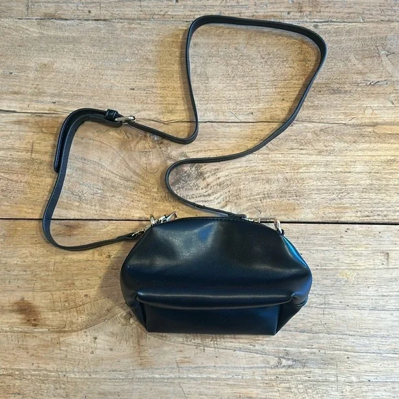 Anthropologie Small Black Faux Leather Crossbody Bag – Like New - Picture 1 of 8